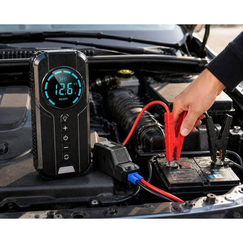 Jump Starter 12V portable avec compresseur et lampe LED