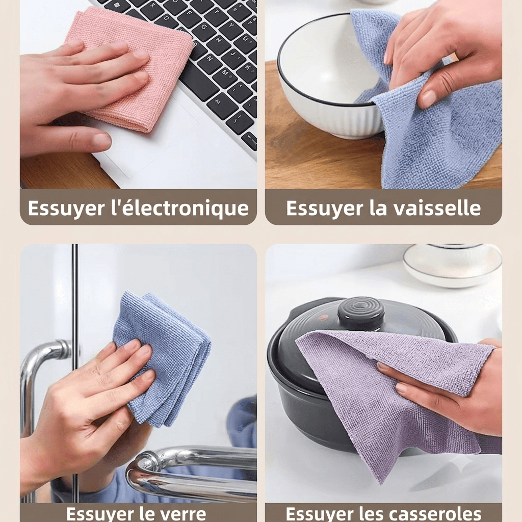 Chiffons absorbants utilisés pour nettoyer un plan de travail